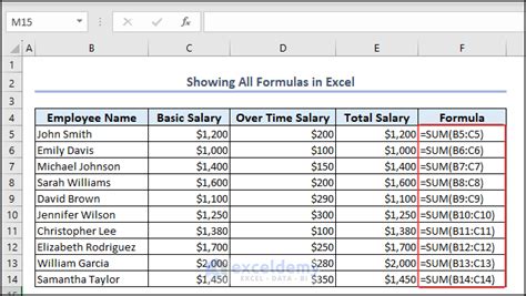 what are all the formulas in excel