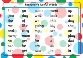 what are common exception words reception