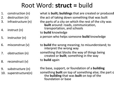 what are examples of the root word struct