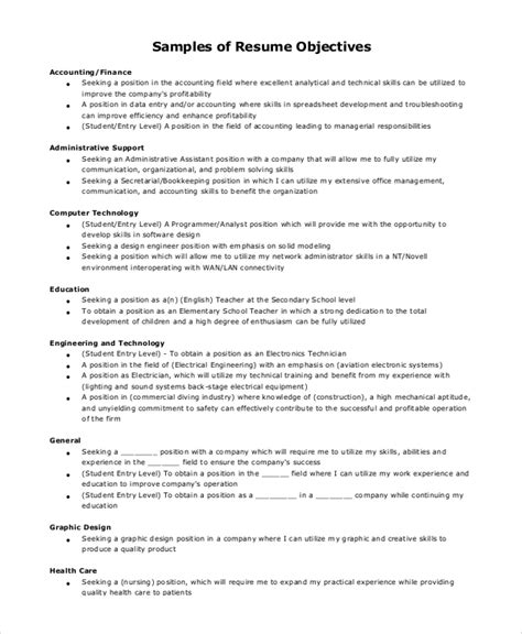 what are good examples of objectives in a resume