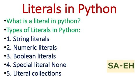 what are literal values in python