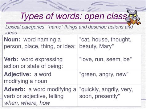 what are open class words