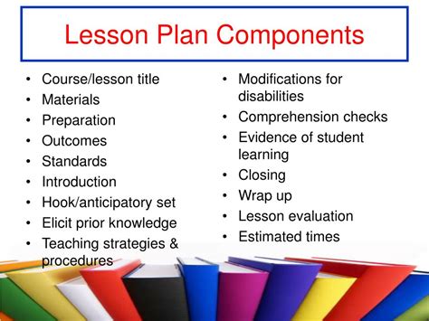 what are six main components of lesson planning