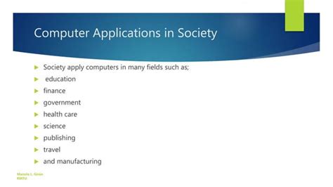 what are some examples of computer applications in society