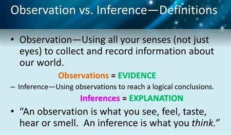 what are some examples of observations and inferences