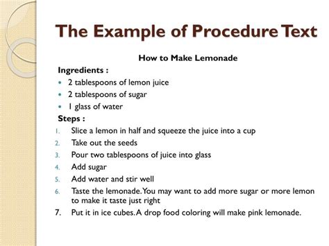 what are some examples of procedural texts