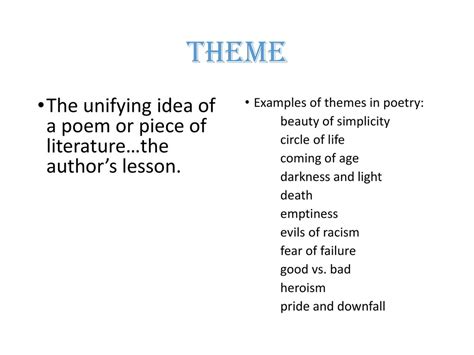 what are some examples of themes in poems