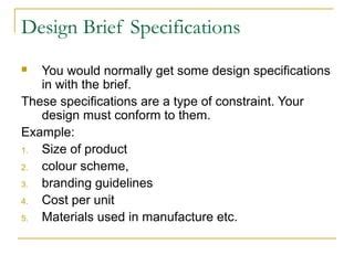 what are specifications and constraints in technology