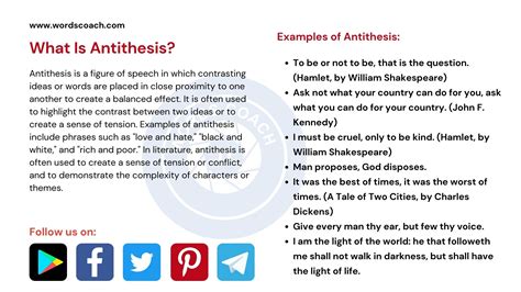 what are the 10 examples of antithesis