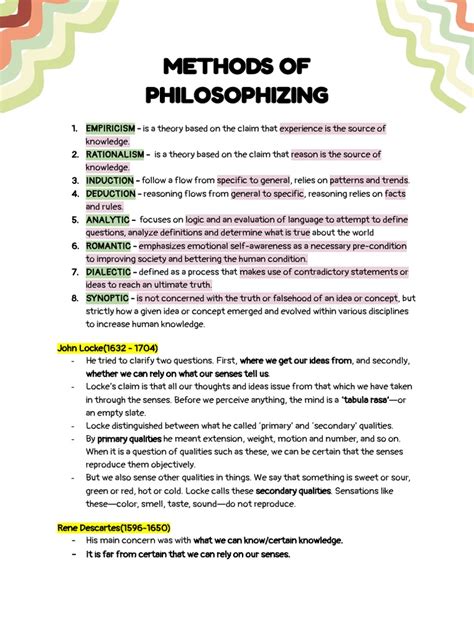 what are the 5 methods of philosophizing