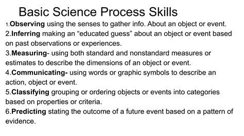 what are the 8 basic science process skills