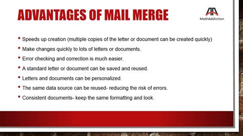 what are the advantages of mail merge in computer