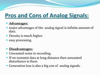 what are the advantages of using analog signals