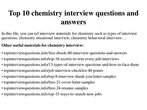 what are the basic chemistry questions for an interview