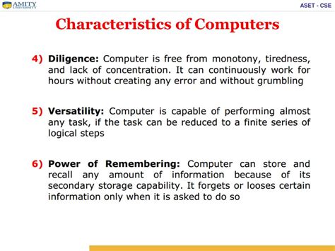 what are the characteristics of computer and explain