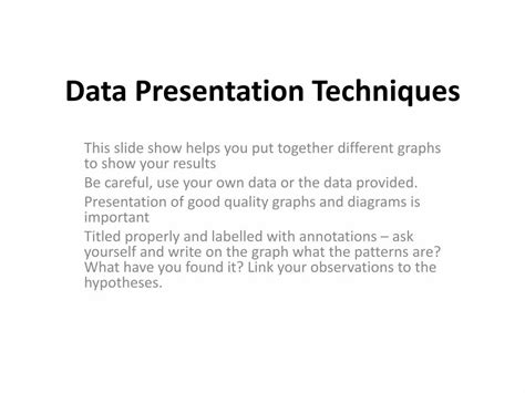 what are the different data presentation techniques