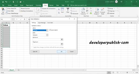 what are the different types of data validation in ms excel