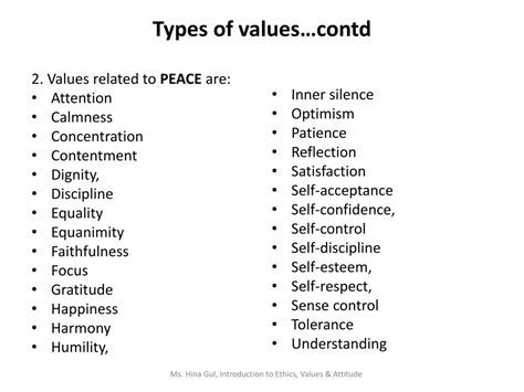 what are the different types of values in ethics