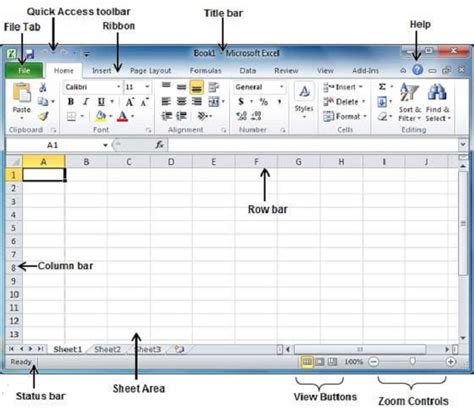 what are the elements of ms excel 2010 window