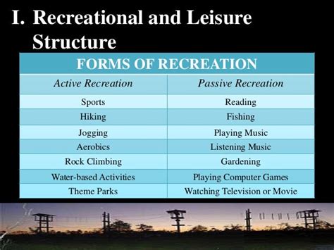 what are the example of active recreation