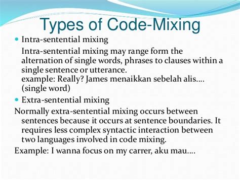 what are the examples of code mixing
