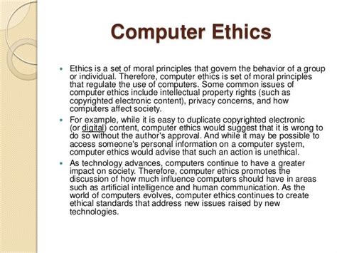 what are the examples of computer ethics