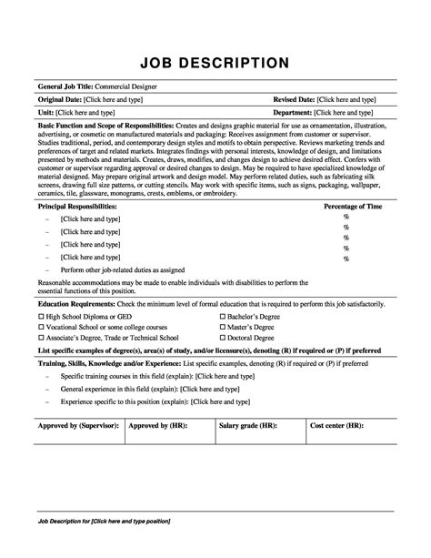 what are the examples of job description