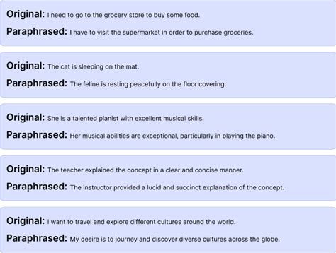 what are the examples of paraphrasing