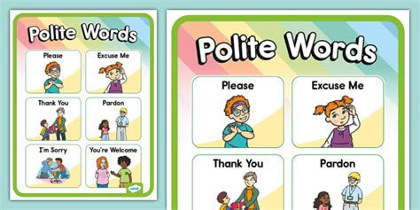 what are the examples of polite words