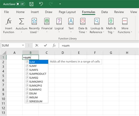 what are the excel formulas