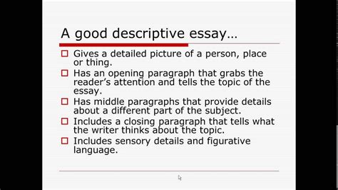 what are the features of descriptive composition