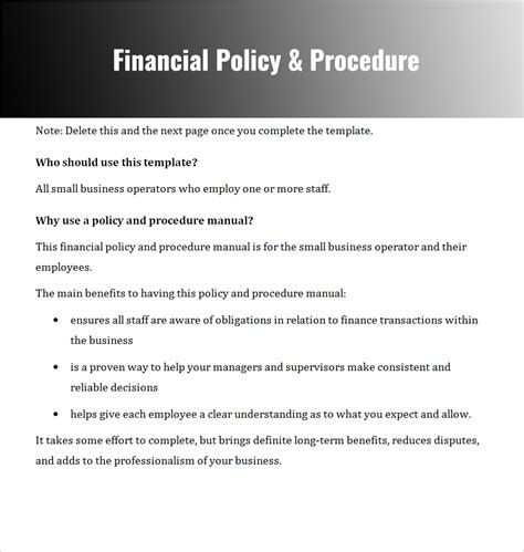 what are the financial policies and procedures