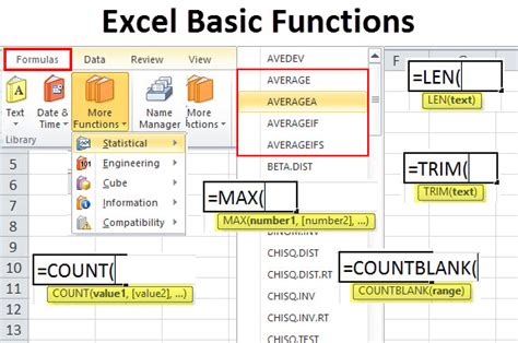 what are the functions of microsoft excel with examples