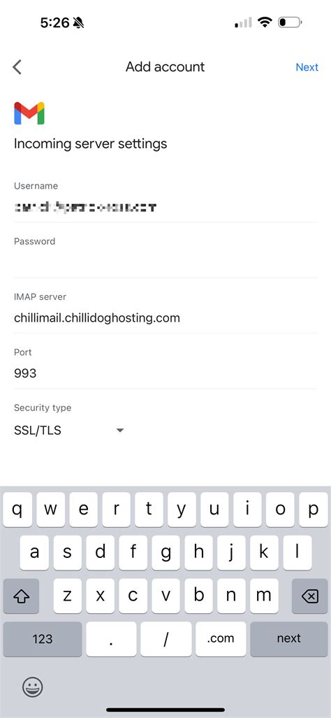 what are the incoming server settings for gmail