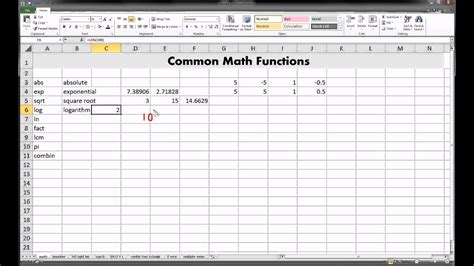what are the math functions in excel