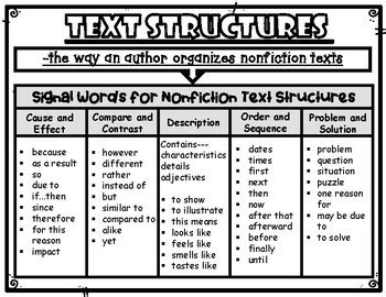 what are the signal words for description text structure