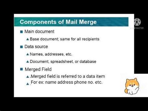what are the three 3 components of a mail merge
