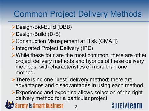 what are the three most commonly used types of project delivery methods