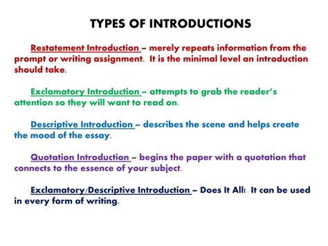 what are the types of introduction