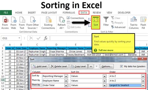 what are the types of sorting in excel