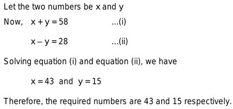 what are those two numbers whose sum is 58 and difference is 287