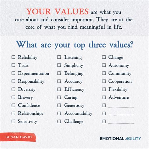what are three examples of values