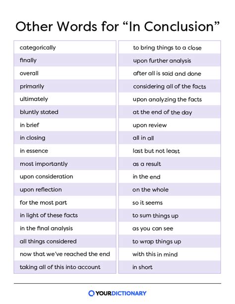 what can we write instead of in conclusion