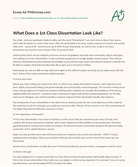 what does a first class dissertation look like