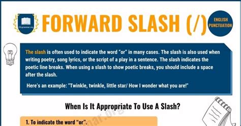 what does a forward slash mean in a sentence