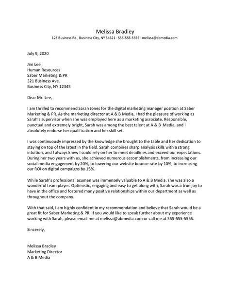 what does a good reference letter include