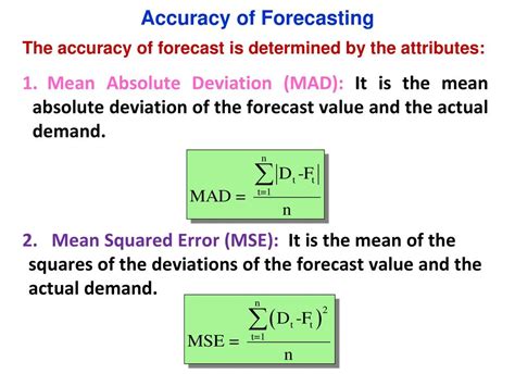 what does a high mean absolute deviation value indicate about a forecasting models