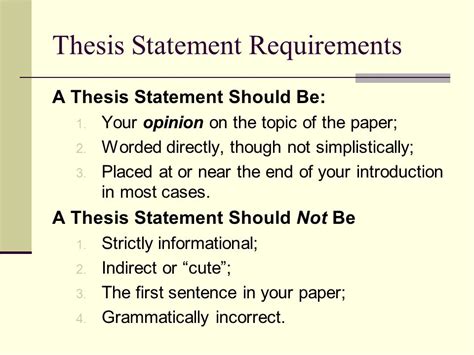 what does a thesis statement have to include