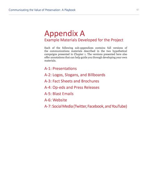 what does an appendix look like in a word document