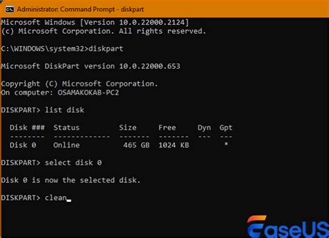 what does clean command do in diskpart